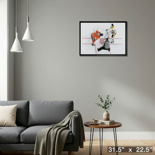 Connor McDavid and Sidney Crosby Framed 20" x 29" Overhead Face-off Canvas 31.5" x 22.5"